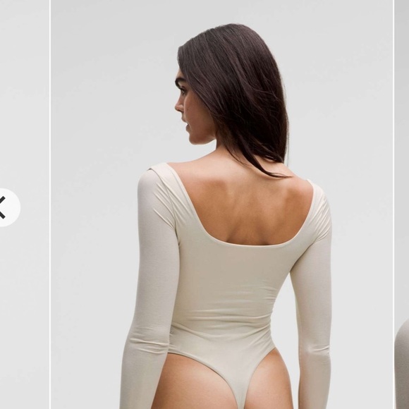NWT Lululemon Wundermost Square-Neck Long-Sleeve Bodysuit Shine Bone - Picture 3 of 12